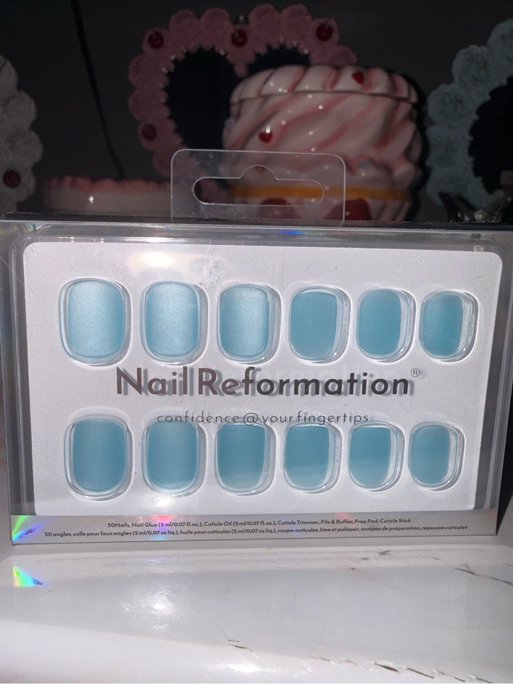 Nail Reformation Reflective Baby Blue Press On Nails